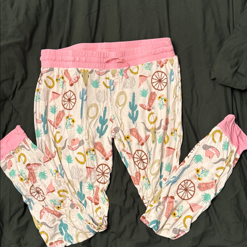 Little sleepy women’s pajama pants, size medium, western theme